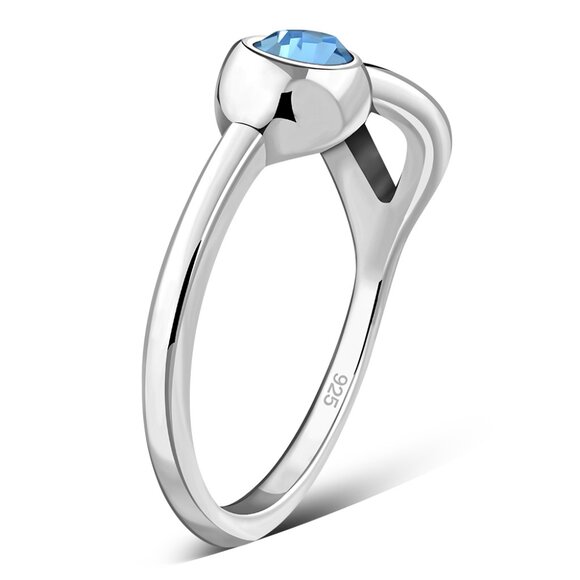 Sterling Silver Toe Ring Blue Topaz color Cubic Zirconia Hand Polished - Picture 2 of 4